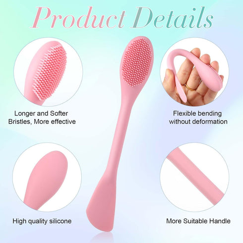 2PCS Manual Facial Cleansing Brush, 2 in 1 Face Mask Brush and Scrubber Tool for Exfoliating Makeup Removal (Pink,