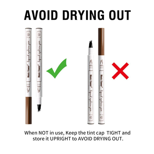 Music Flower Liquid Eyebrow Pen - Waterproof Brow Pencil with Micro-Fork Tip, Smudgeproof, Reddish Brown