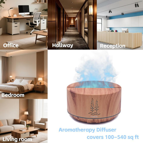 Thoughtalk 500ml 32H 7 Ultrasonic Essential Oil Diffuser, Aroma Air Diffuser for Home Bedroom Large Room, Cool Mist Oil