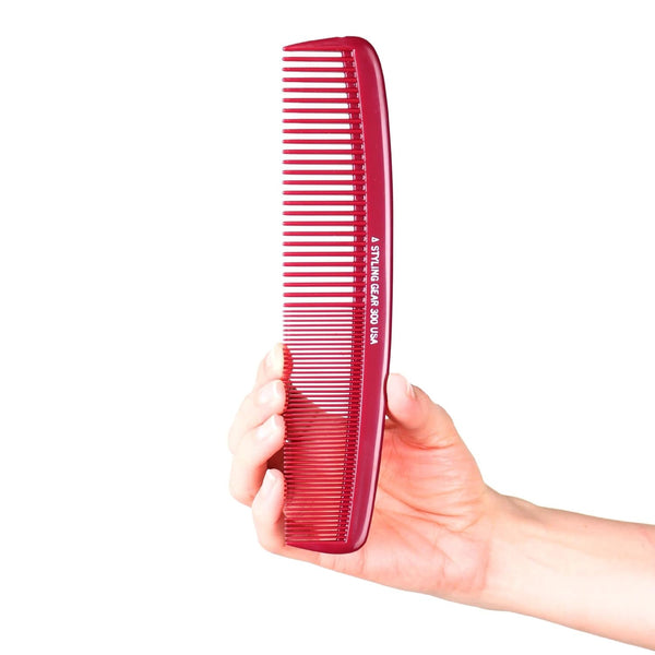 No. 300 Large Comb, 8.5" Specialty Hair Styling & Cutting Comb for Barbers and Stylists, Burgundy 1 Pc.