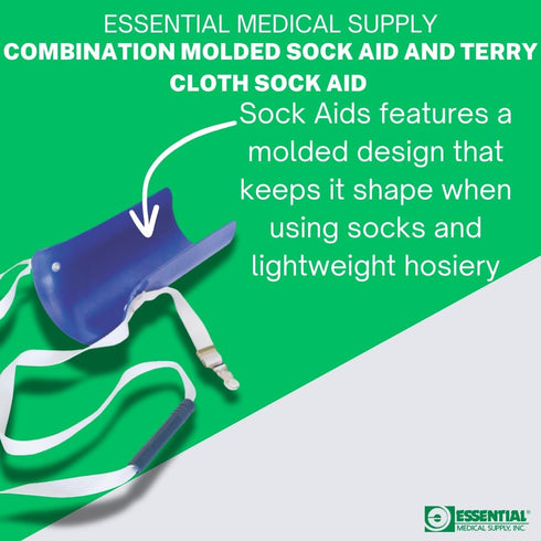 Package Essential Medical Supply Combination Molded Plastic Sock and Stocking Aid and Terry Cloth Sock Aid - Two Sock