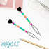 Hoyols Quick Hair Beading Tools with Colorful Pony Beads, Magic Topsy Hair Tail Beader for Kids Girls (6pcs, Black)