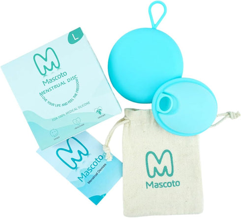 Mascoto Set (2 Pack) 12-Hour Reusable Menstrual Disc Soft Medical-Grade Silicone, Leak-Resistant Design, Easy Removal