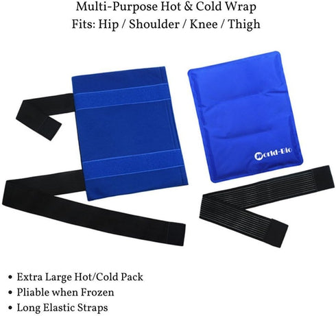 WORLD-BIO Large Gel Ice Pack & Wrap - Reusable Hot Cold Therapy Ice Pack for Pain Relief - 11" x 14" Blue