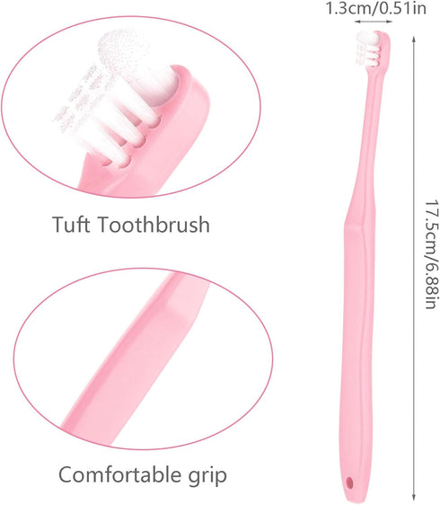 WLLHYF 4PCS End Tuft Toothbrush, Nylon Soft Bristle Tiny Small Tooth Brush, Hard to Reach Areas Dental Detail Cleaning