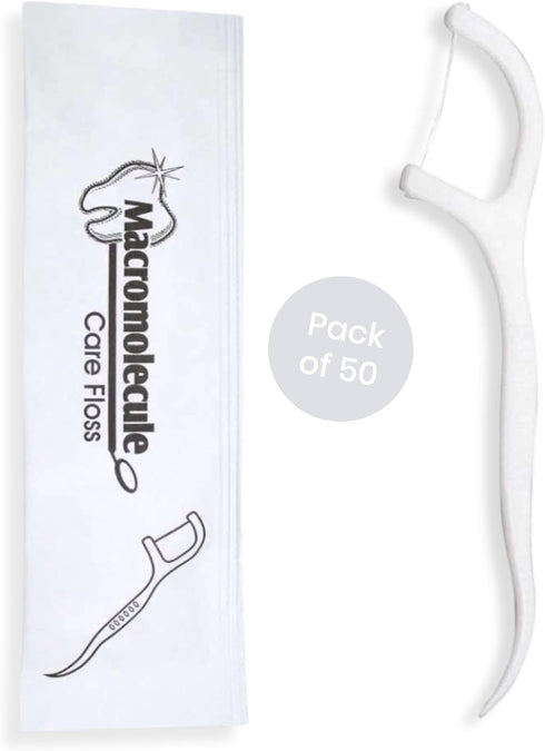 Dental Floss Picks (Pack of 50) - Individually Wrapped Oral Care Flossers for Adults & Kids, Travel Dental Picks for