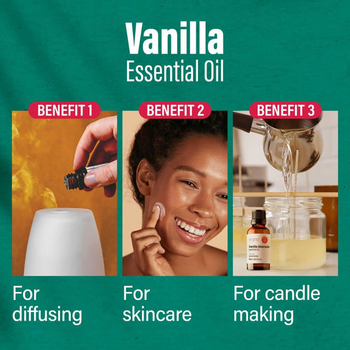 H’ana Vanilla Essential Oil 1 fl oz for Diffuser & Skin - 100% Natural Vanilla Oleoresin Oil