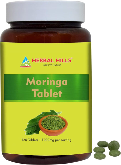 HERBAL HILLS Moringa Tablets, 120 Count (1000 mg)