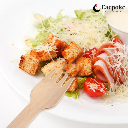 100 PCS Disposable Wooden Forks, Eco-friendly Cutlery for Parties, Picnics, Weddings, Camping