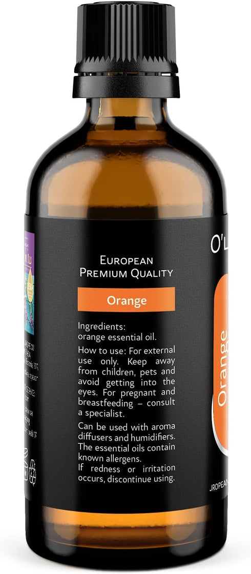 O'Linear Essential Oil for Diffuser, 3.4 Fl Oz, Pure Orange Scented Aromatherapy for Air Humidifiers