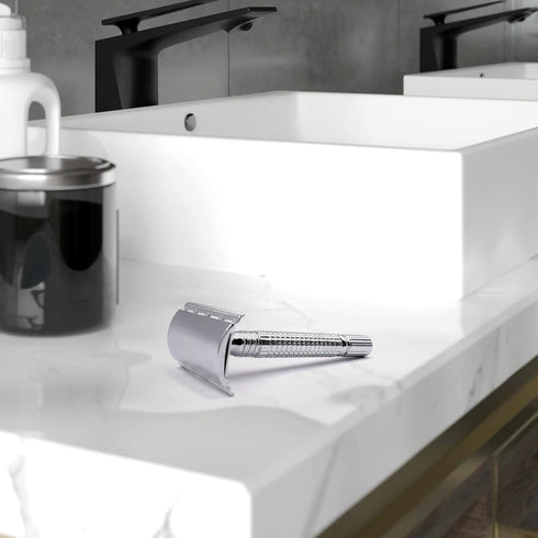 Safety Razor for Men and Women, Reusable Metal Razors with 10 Platinum Blades for Sustainable Shaving