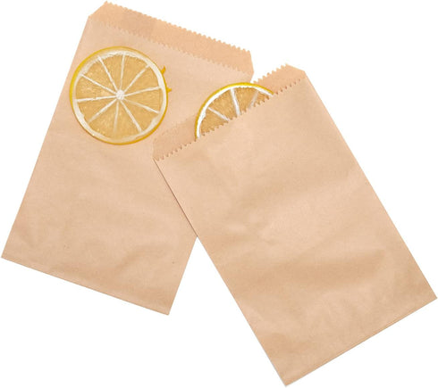 Volanic 100PCS 3X5 Inch Kraft Paper Bags, Small Flat Party Favor Bag for Bakery Cookies Sandwich Soap Packing