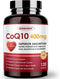 CoQ10 400mg Softgels with PQQ, BioPerine & Omega-3 - High-Absorption Antioxidant for Heart & Energy Production, 120