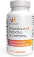 vH essentials Probiotics with Prebiotics and Cranberry, Feminine Health Supplement, 120 Capsules