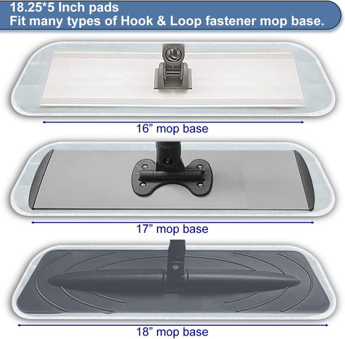 5 Pack Microfiber Mop Replacement Pads 18 Inch Compatible with Bona Floor Care System, Reusable Wet Dry Mop Refill