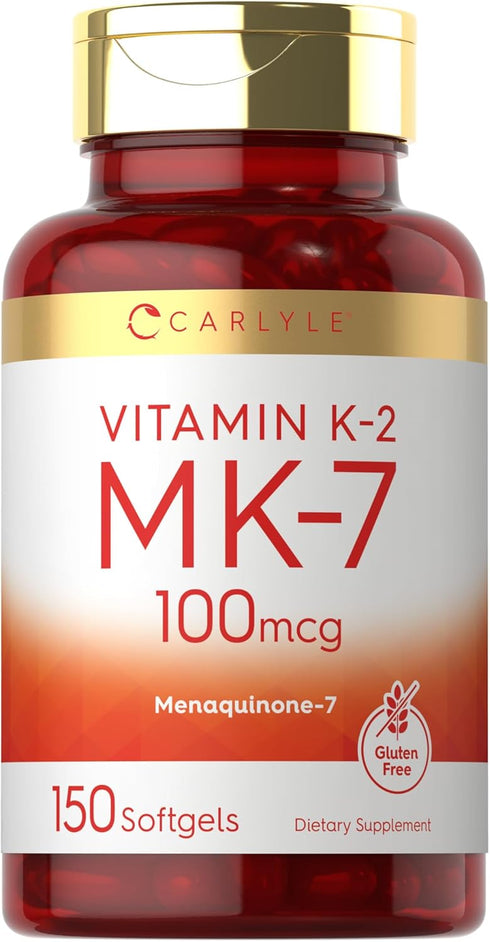 Carlyle 150 Softgels Vitamin K2 MK7 100 mcg | Non-GMO, Gluten Free Supplement