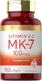 Carlyle 150 Softgels Vitamin K2 MK7 100 mcg | Non-GMO, Gluten Free Supplement
