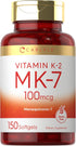 Carlyle 150 Softgels Vitamin K2 MK7 100 mcg | Non-GMO, Gluten Free Supplement