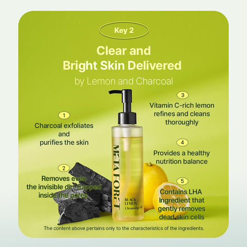 METAFORET Black Lemon Cleansing Oil - 200ml Makeup & Sunscreen Remover, Deep Cleansing Face Cleanser