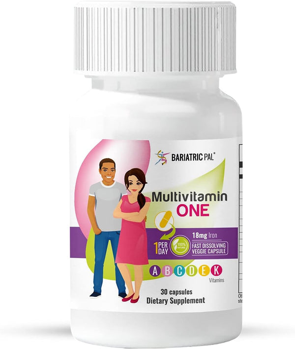 BariatricPal Multivitamin ONE - 1 per Day! Bariatric Multivitamin Capsule with 18mg Iron (30 Count)
