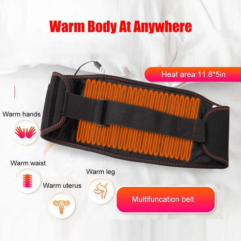 WOOLALA Heating Waist Belt with Hand Pocket, Electric Heated Belt Heating Pad with Rechargeable Battery for Menstrual