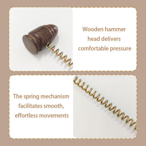 Hikiwin Hammer,Long Hammer,Wood Massager,Brown,15.5 Inches,1 Wooden Spring Massage Size Manual Lymphatic Drainage