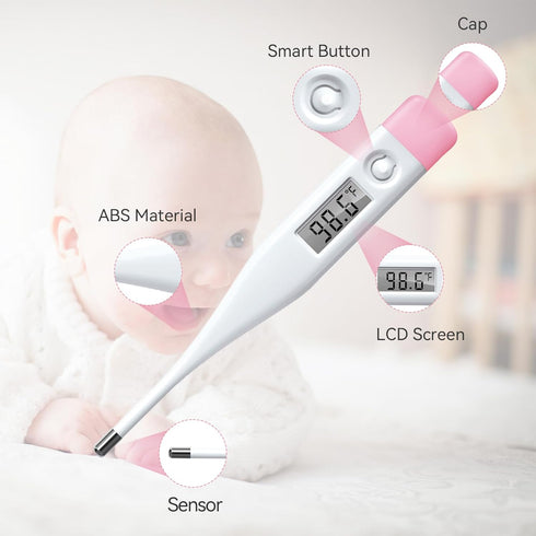 Digital Oral Thermometer for Adults and Children with LCD Display, Fever Alarm, Fast Reading for Oral, Rectal, Underarm