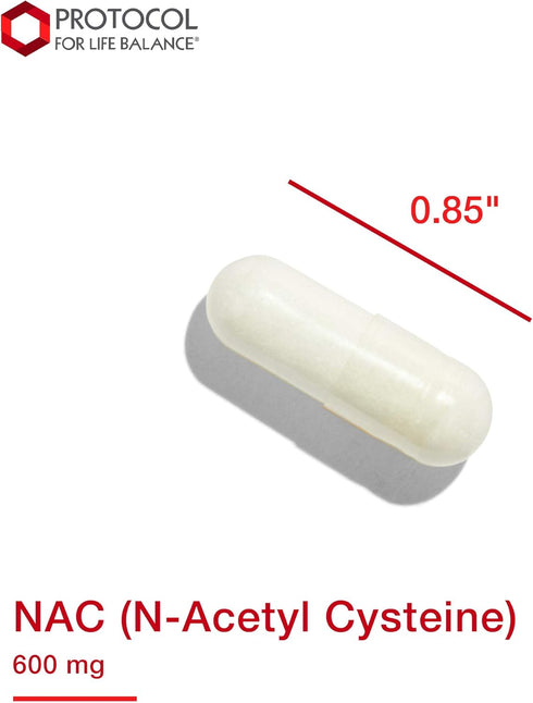 Protocol NAC 600mg - 100 Veg Caps N-Acetyl-Cysteine with Molybdenum & Selenium for Lung Health & Glutathione Synthesis
