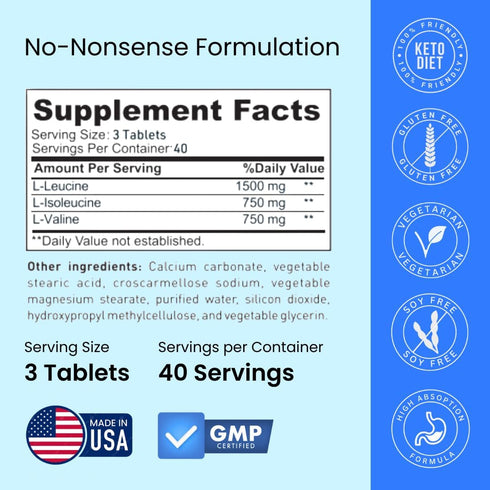 Crazy Muscle BCAA Pills, 2:1:1 Ratio of Branched Chain Amino Acids, 1000mg per Pill, 120 Tablets