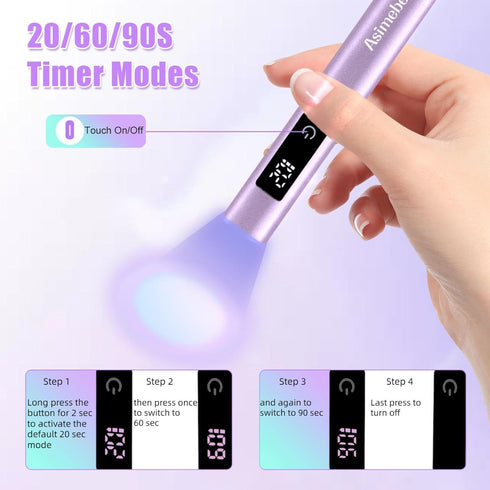 Mini UV Light for Gel Nails, Handheld Nail Lamp with Stand, Portable Cordless UV Nail Dryer Light, Violet