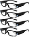 4 Pcs LED Reading Glasses with Lights, Fashion Glasses for Men and Women, Lighted Magnifier Nighttime Reader