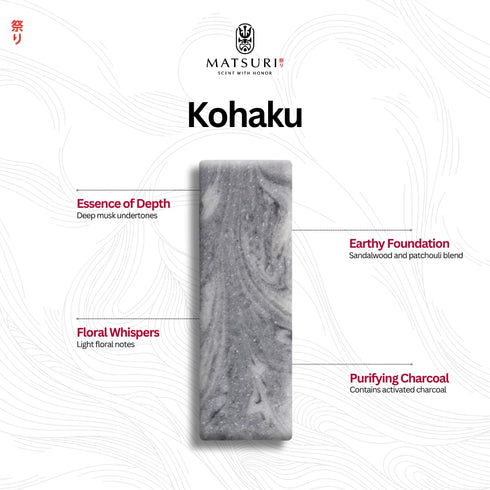 Matsuri Soap Bar | 5 oz | 3 Pack | Cold Process & Natural Ingredients | Moisturizing & Exfoliating | No Harmful Additives | (Kohaku Charcoal/Salty Matcha/Asahi Lavender)