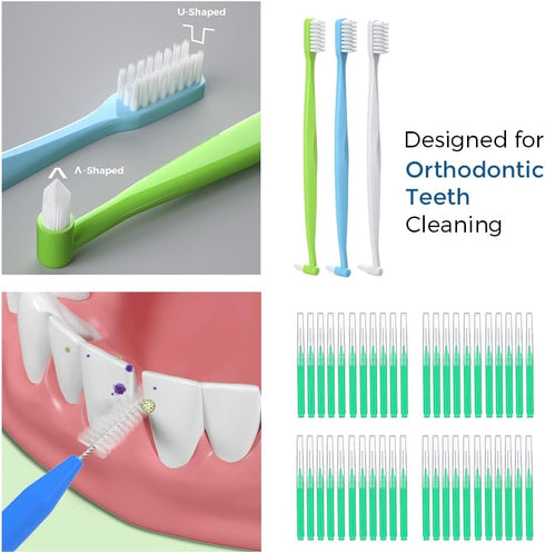NAGY Braces Cleaning Kit - Orthodontic Toothbrush, Interdental Brushes, Dental Floss, Floss Threaders, Ortho Wax