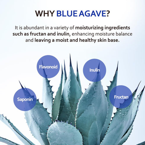 T'ELSE Blue Agave Hyaluronic Acid Mask 25ml*5ea, Moisturizing Watery Sheet Facial Mask with Excellent Hydration