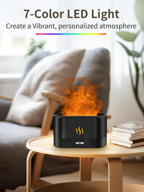 PrawPawtic 180ml 7-Color Flame Essential Oil Diffuser, Aromatherapy Diffuser with LED Lights, Auto Shut-Off, Ultrasonic