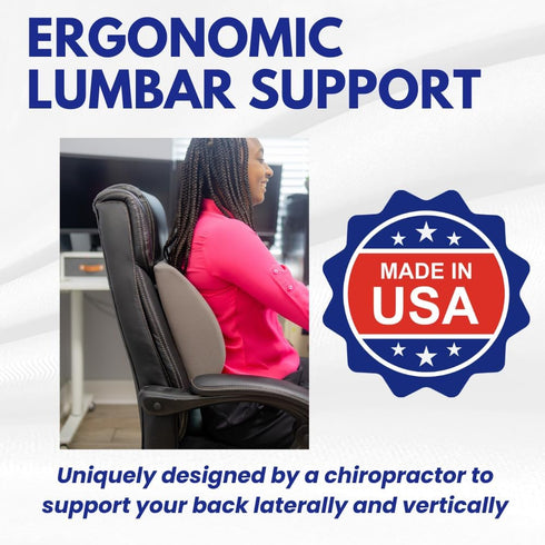 Thin Ergonomic Bucket Seat Lower Lumbar Back Support Pillow Cushion for Office Chair, Car, Truck, Wheelchair, Gaming