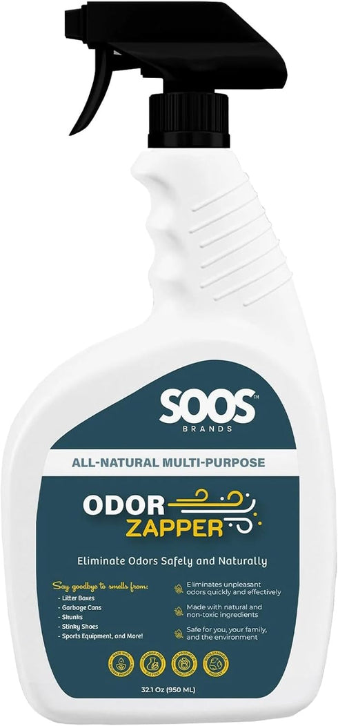 Soos Odor Zapper Multi-Purpose Odor Removal Spray, All Natural Odor Eliminator for Home and Beyond (32.1 oz / 950 ml)