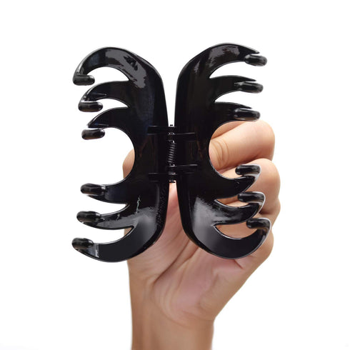 Youxuan 4 Inch Hair Claw for Women, Pretty Grip Clip for Thick Hair, Black