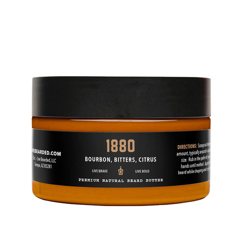 Live Bearded Beard Butter, 3 fl oz, All-Natural Leave-in Conditioner and Softener with Shea, 1880 Scent - Bourbon,