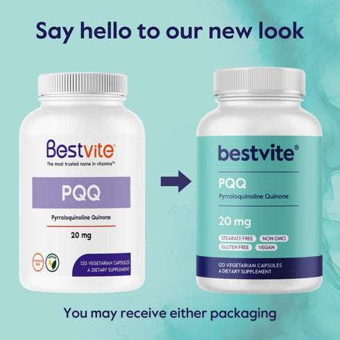 BESTVITE PQQ 20mg, 120 Vegetarian Capsules, No Stearates, Vegan, Non GMO, Gluten Free