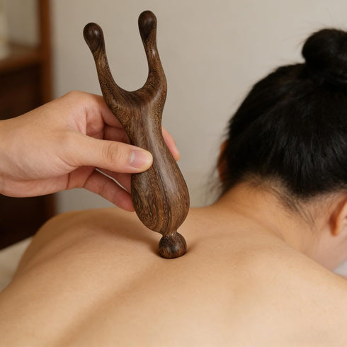 KINTEGOOD Sandalwood Nose Gua Sha Tool, Natural Wooden Multifunctional Meridians Acupoint Massage Tool for Eyes, Face