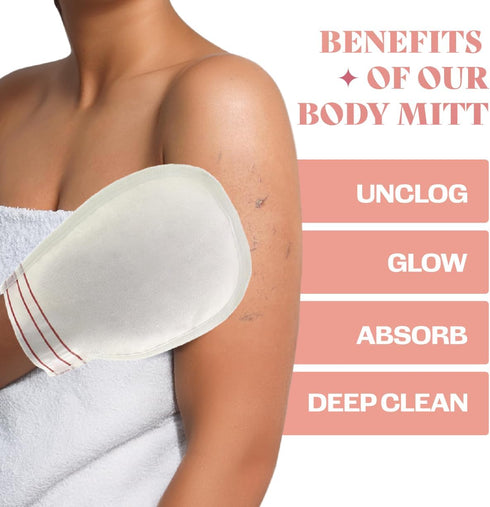 Exfoliating Glove (2 PCS) - Turkish Hammam Mitt for Bath, Body Scrubber Mitt, Dead Skin Remover, Great for Spray Tan