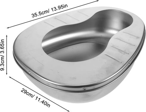 VICASKY Stainless Steel Bed Pan for Elderly Adults Portable Bedpan for Bedridden Patients with Handle Nursing Potty