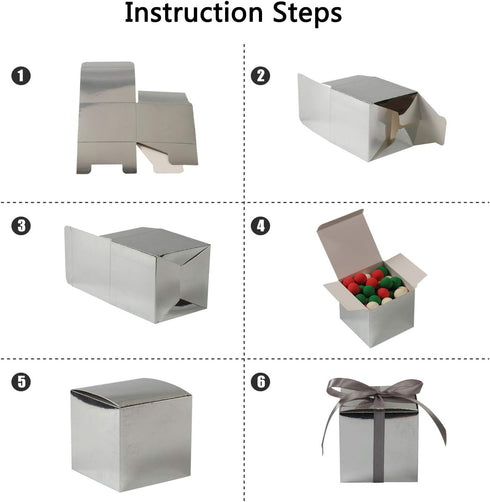 COTOPHER 60pcs Small Gift Boxes, Favor Boxes 2x2x2 inches with Ribbons for Wedding Favors
