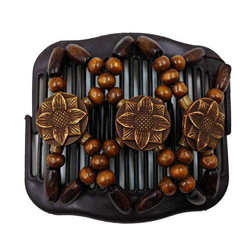 LOVEF 4 Pcs Wood Double Combs, Magic Hair Clips, Bun Maker Hair Accessories