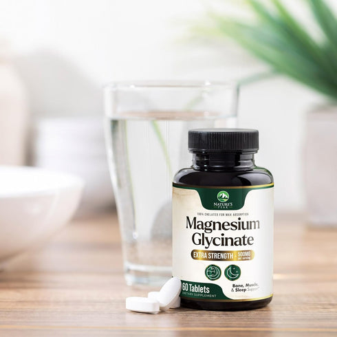 Magnesium Pills Extra Strength 500mg, 60 Tablets, Chelated for Ultra Absorption, Bone & Heart Support