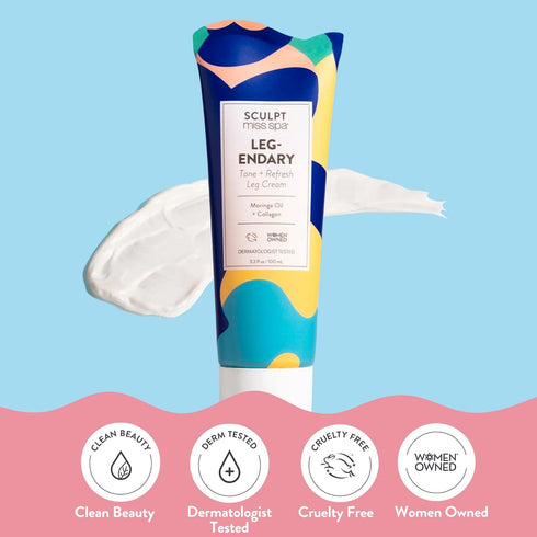 MISS SPA Collagen Leg Cream with Moringa Rosehip Oil, Anti Aging Skin Care, Dermatologist Tested, 3.3 Fl oz