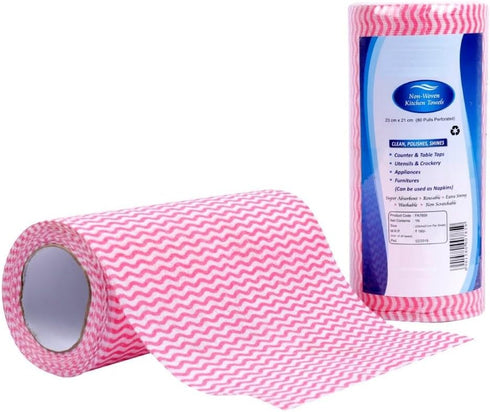 Non-Woven Kitchen Towel Roll - 2 Packs of Cleaning Wipes, Washable & Reusable Tissue Roll for Home Kitchen Cleaning