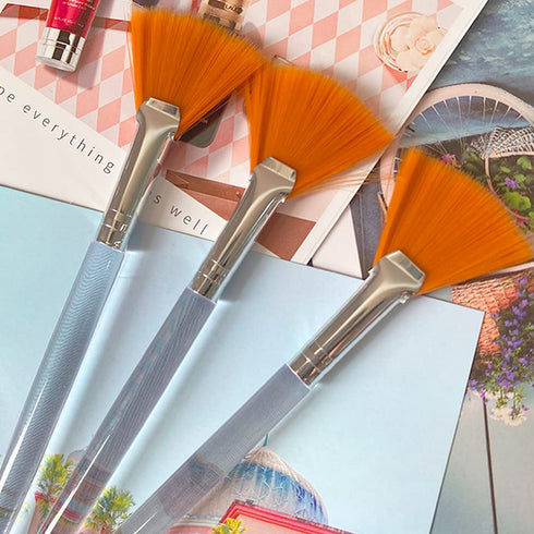 Soft 'N Style Facial Brushes - Fan Mask Brush, Soft Makeup Brushes, Mask Applicator Tools for Peel Mask, Yellow (2)
