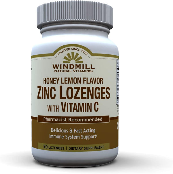 Windmill ZINC LOZ W/VIT C 100MG H/L WML 50, 9 Ounce (Pack of 1)